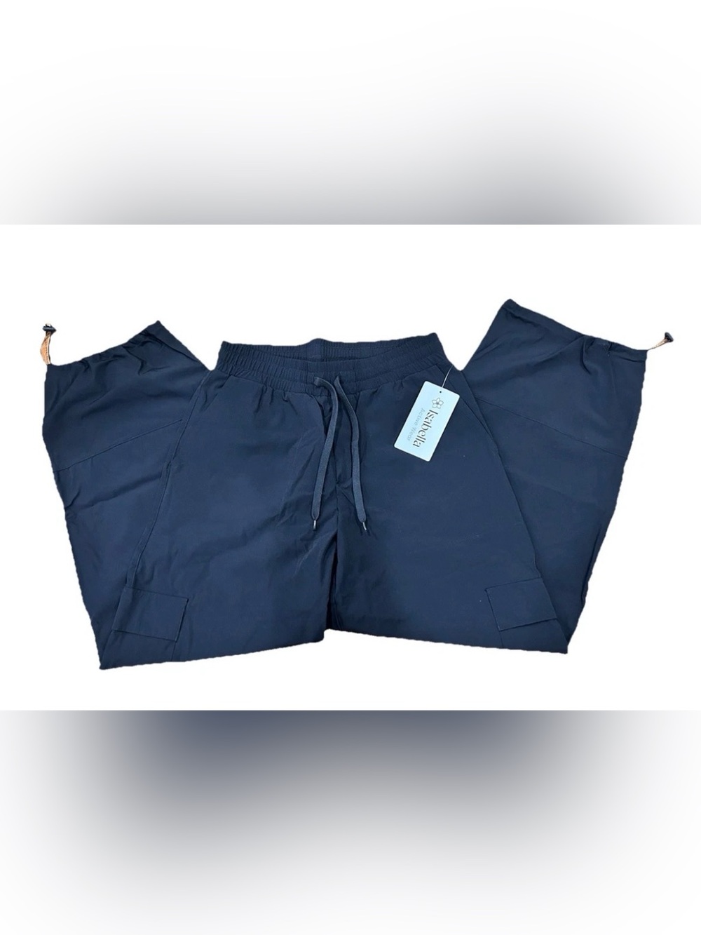 NWT‎ Isabella Active Wear Womens Small Cargo Pants Black Nylon Drawstring